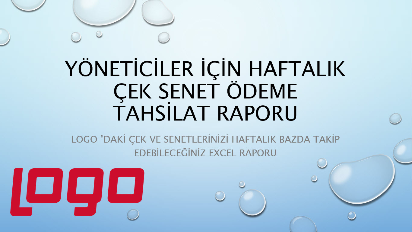 Logo Go 3 Kullananlar İşletme Yöneticileri İçin Haftalık Ödeme Tahsilat Raporu Excel Ortamında - Ozan Bilgisayar Ticari Yazılım Danışmanlık