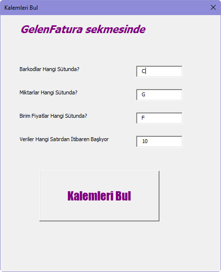 Ozan Bilgisayar Ticari Yazılım Danışmanlık - Satın Alma Kalemlerini Hızlıca Girme Kalemleri Bul Ekrarnı